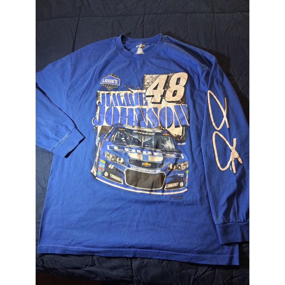 NASCAR Jimmie Johnson 48 Lowes Racing Blue Long Sleeve‎ T-Shirt Mens XL Graphic